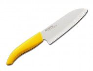  Kuchenny nóż ceramiczny Kyocera Santoku 14cm żółta rączka (272259)