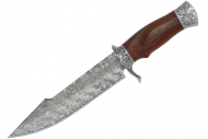Nóż myśliwski BSH Adventure N-227B Clip Point stal 440 imitacja damastu z pokrowcem